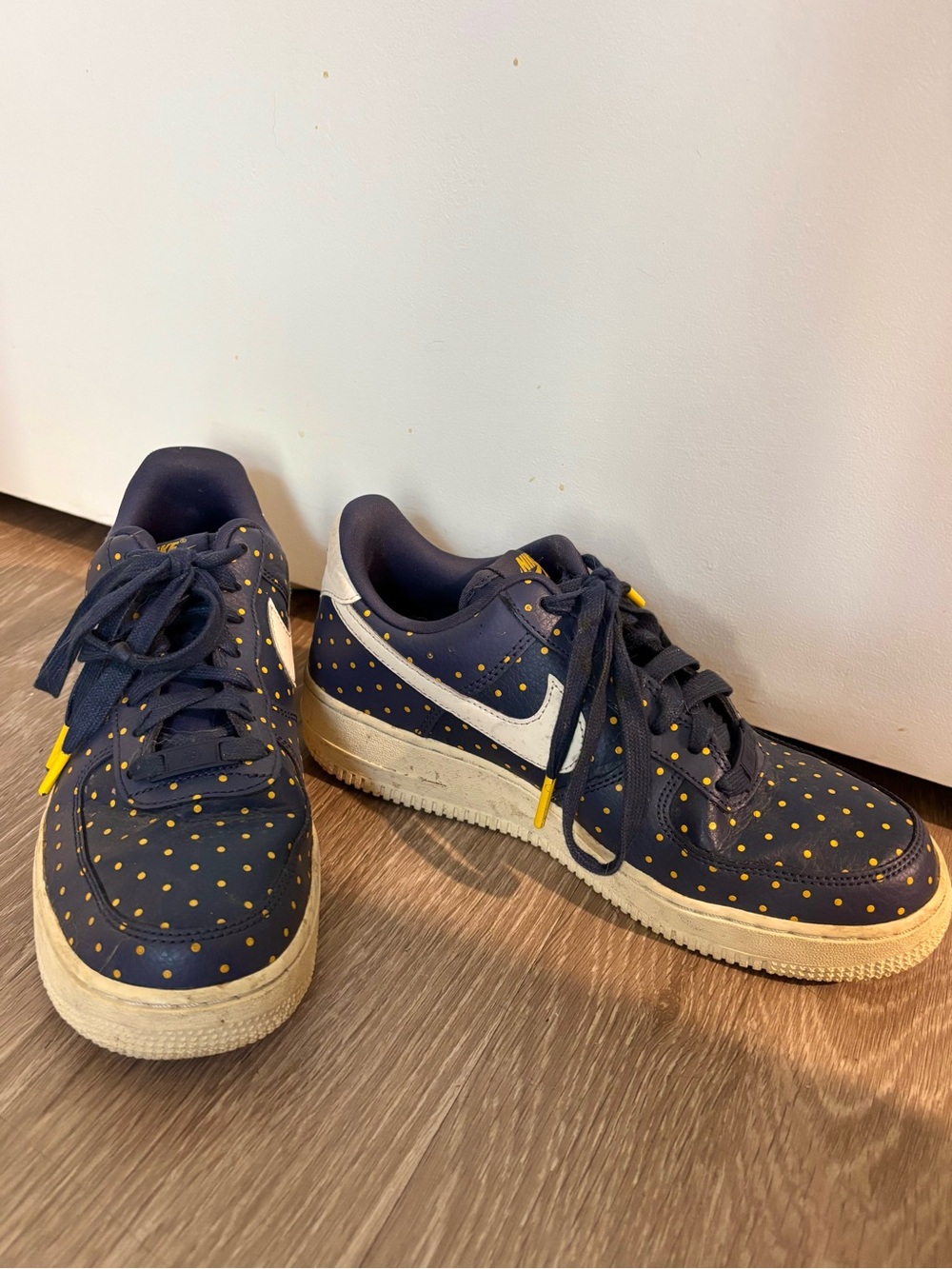 Air Force 1 Navy and Yellow Polka Dot